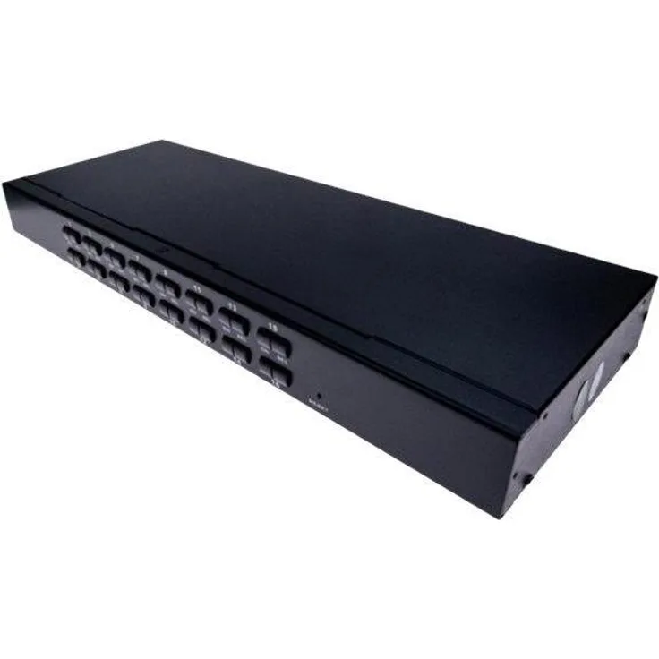 Exertis Connect 16-Port USB-PS/2 KVM Switch, IP-ready mit OSD Menü für die Steuerung lokaler Server, 19" einbaufähig