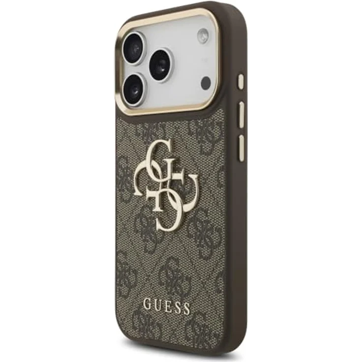 CG MOBILE Guess 4G Classic Logo Hülle mit großem Riemen und Metallknöpfen für iPhone 17 Pro, Kunstleder, Braun – Bild 2