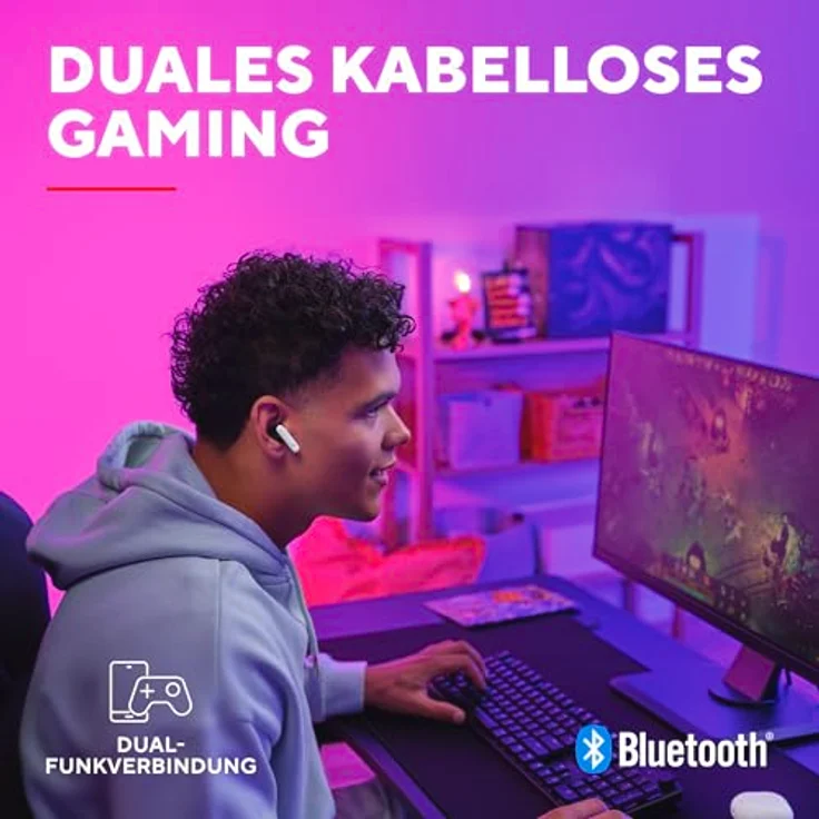 Trust GXT 409 Oxxie, True Wireless Stereo (TWS) Gaming Kopfhörer mit 100 - 10000 Hz Frequenzbereich, weiß – Bild 3