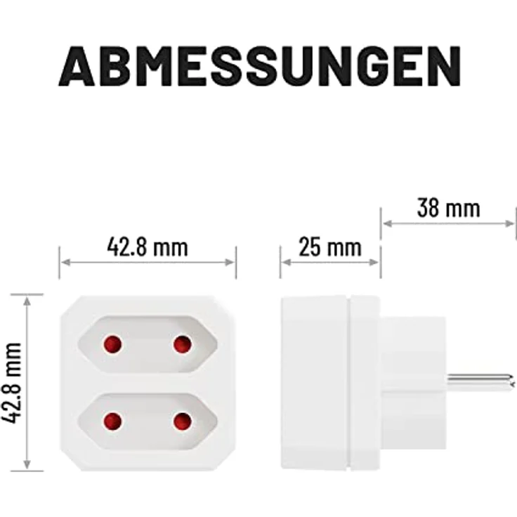 greate 3X Doppelstecker für Steckdose 2fach bis zu 1100W - Steckdosenadapter 2fach weiß, zweifach Steckdosenadapter, Stecker 2fach, Doppelsteckdose, Steckdosen Adapter 2 Fach, Eurostecker Verteiler – Bild 5