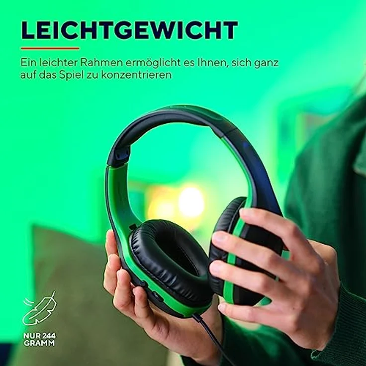 Trust Gaming GXT 415PS Zirox Leichtes Gaming Headset für Xbox Series X/S mit 50-mm-Treiber, 1,2 m Kabel, 3,5-mm-Audioanschluss, Over-Ear Kopfhörer mit Kabel - Schwarz/Grün – Bild 2