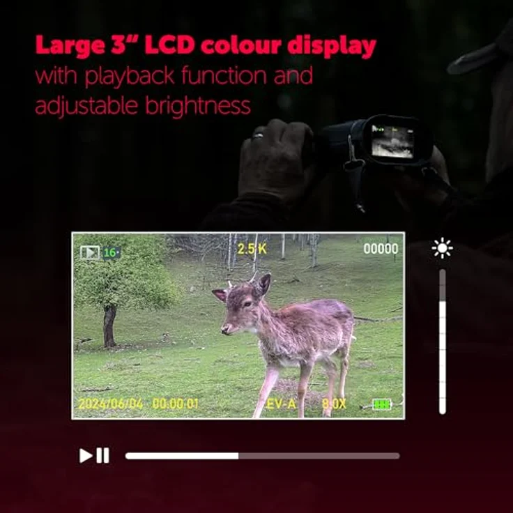 DÖRR Jagdfernglas, 40MP Fotos, 2.5K QHD Videos, 8-facher Zoom, 300 Meter Reichweite, Infrarot-Nachtsicht, Speicherkarte erforderlich – Bild 5