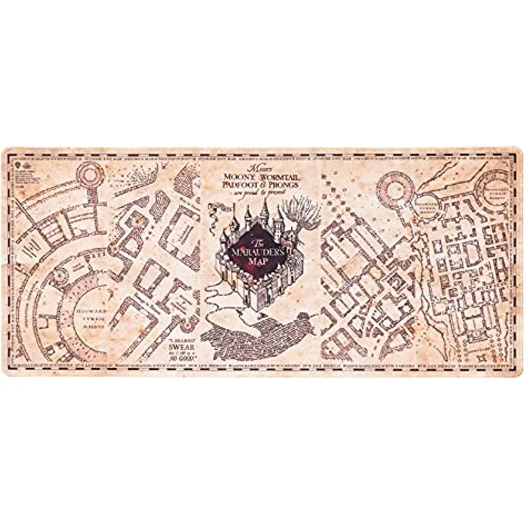 Grupo Erik Gaming Mauspad Harry Potter Fanartikel - Karte des Rumtreibers Gaming Mousepad XXL - Rutschfeste Unterseite, Wasserabweisend und verstärkte Kanten – Bild 2