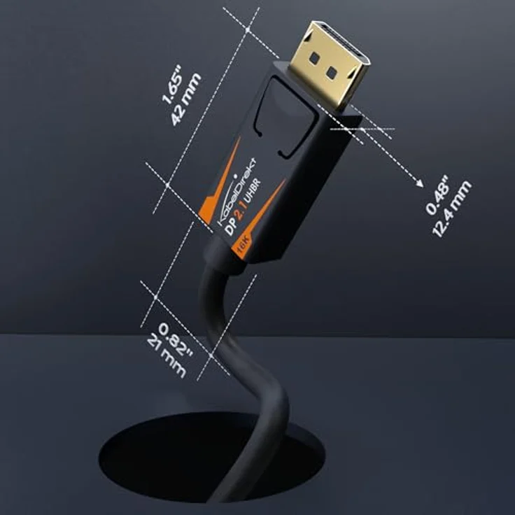 KabelDirekt DisplayPort 2.1 Kabel, 16K DP 2.1, 2m, UHBR 80Gbps für Gaming-PC/Monitor, 16K@60Hz, 8K@120Hz, 4K@240Hz, Anti-Interferenz-Schirmung – Bild 3