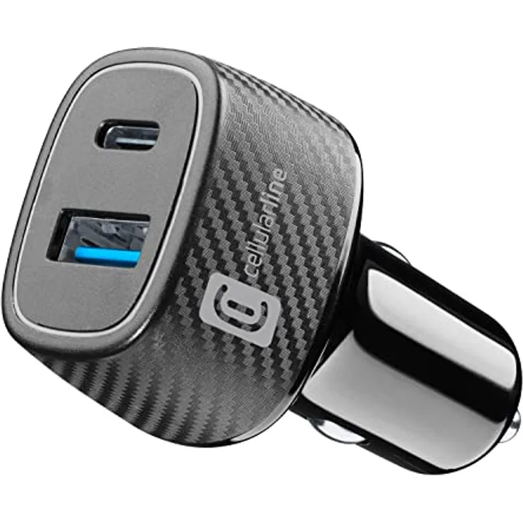 Cellularline | Kfz-Ladegerät | Car Multipower Ultra ausgestattet mit USB-Anschluss und USB-C-Anschluss