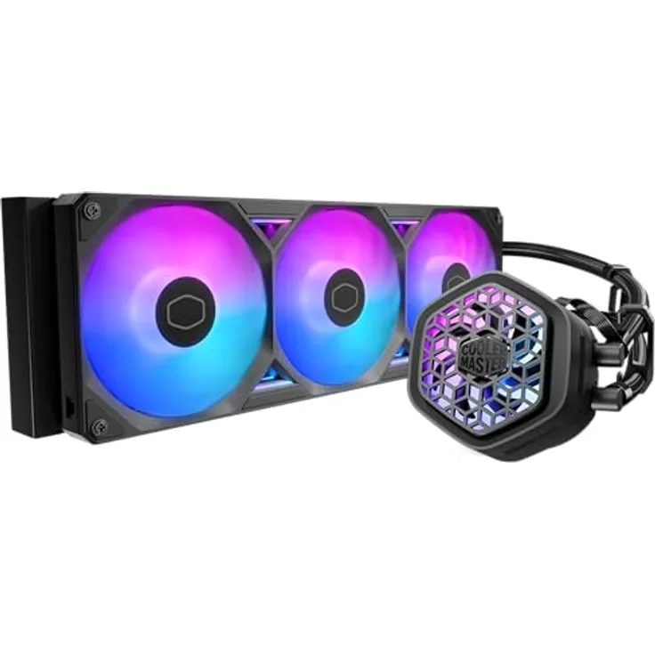Cooler Master MasterLiquid 360 Atmos II VRM Fan, CPU Wasserkühler mit 280W TDP, 3x 120mm Lüfter, Schwarz