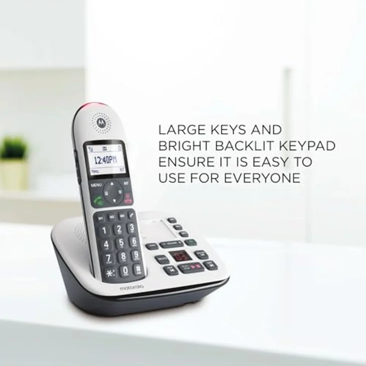 Motorola CD5011 Schnurloses DECT-Telefon mit großem 1,8-Zoll-Display, Anrufbeantworter und Hörgerätekompatibilität – Bild 4