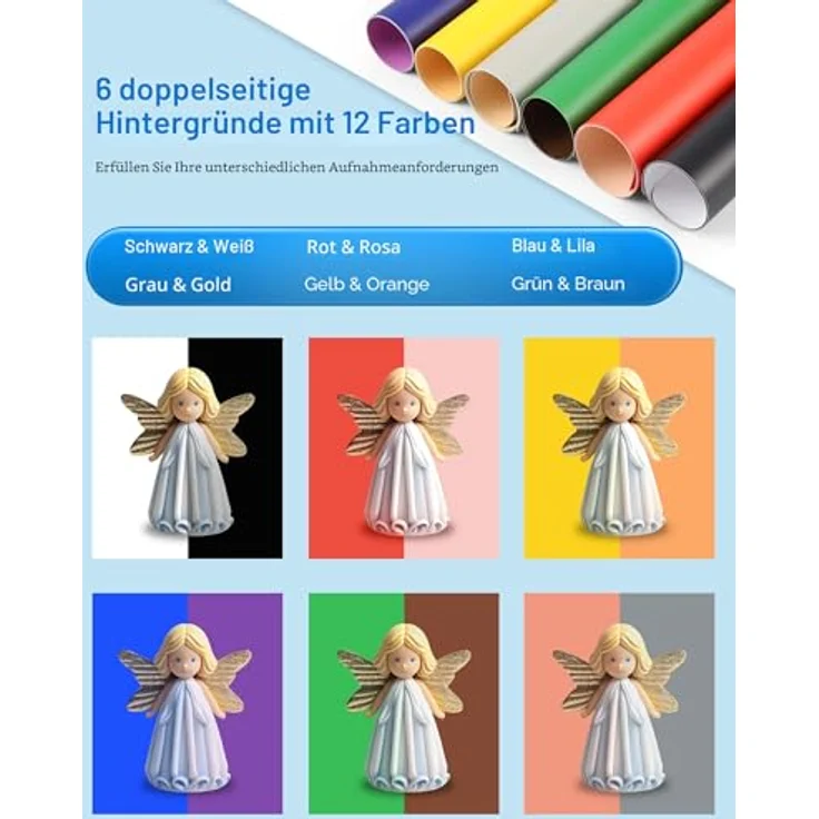 PULUZ Mini Lichtzelt Fotografie 25x25cm, Fotostudio Box mit 104 LED-Leuchten CRI >95 und 6 Doppelseitigen Farbhintergründen für kleine Produktfotografie – Bild 4