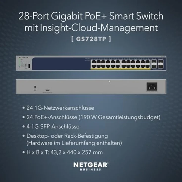 Netgear 28PT GE POE+ SMART SWITCH (28 Ports), Netzwerk Switch, Grau – Bild 3