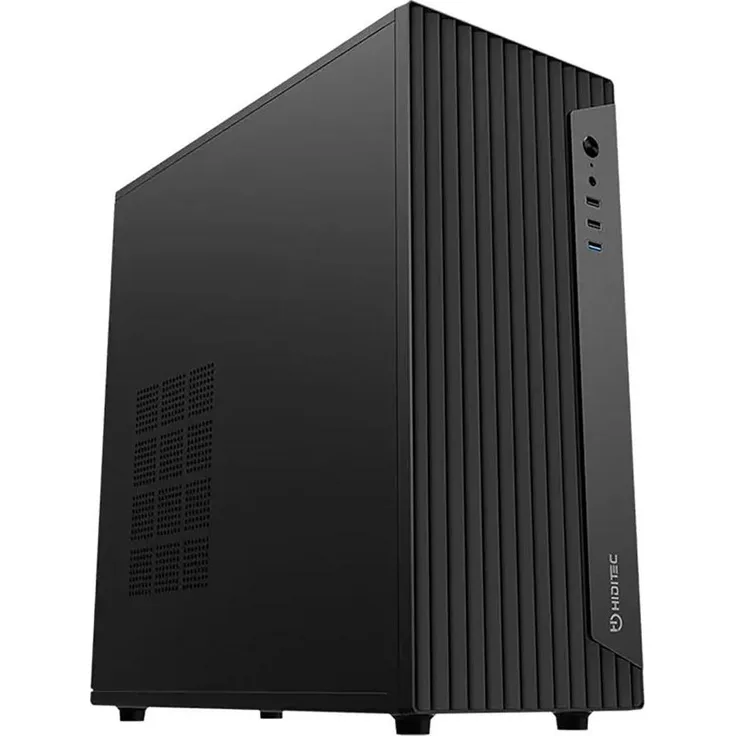 Hiditec Blok Midi Tower, PC-Gehäuse in Schwarz, ATX/ITX/micro ATX, mit Anti-Staubfilter und 3 HDD/SSD-Slots