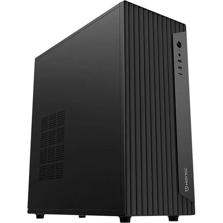 Hiditec Blok Midi Tower, PC-Gehäuse in Schwarz, ATX/ITX/micro ATX, mit Anti-Staubfilter und 3 HDD/SSD-Slots
