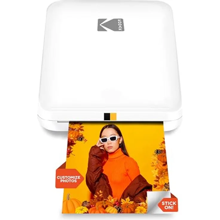 KODAK Step Slim Sofort-Smartphone-Fotodrucker, tragbarer Zink-Fotodrucker für iOS- & Android-Geräte, 2x3” Klebefotos, Bluetooth, Weiß