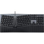 Perixx PERIBOARD-535 DE RD, Kabelgebundene ergonomische mechanische Tastatur mit flachen roten linearen Schaltern, Schwarz