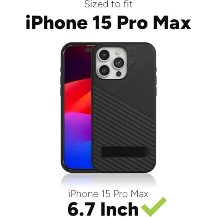 ZAGG Denali Snap KS, Graphen-verstärkte Hülle mit Ständer für iPhone 15 Pro Max [6.7-Inch], MagSafe kompatibel, Zwei-Schichten Design, stossfeste Abdeckung für die Rückseite (Schwarz) – Bild 2