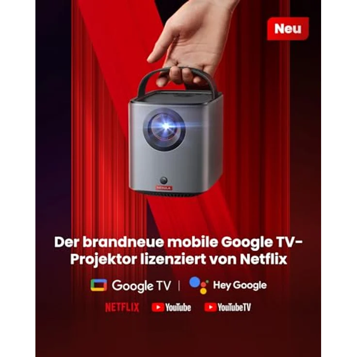 Nebula Anker Mars 3 Air Mini Beamer, 1080p, mit Google TV, Smart, WLAN Projektor, Tragbarer Projektor mit 400 ANSI-Lumen, Dolby Digital, 2*8W, 150-Zoll Bild, Integrierter Akku, 2,5 Stunden Spielzeit – Bild 3