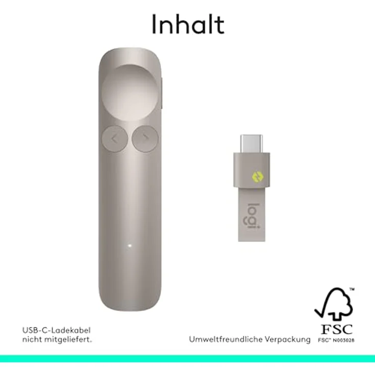 LOGITECH Spotlight 2 Presenter, fortschrittliches Präsentationsgerät mit haptischem Feedback, digitale Highlight-Funktionen, Farbe Sand – Bild 9