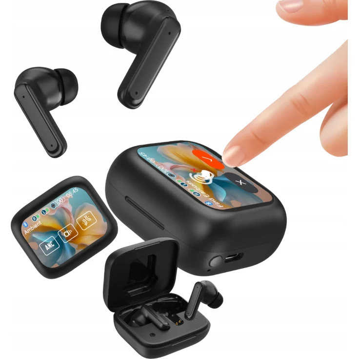 Forever TWSS-500, Bluetooth In-Ear Kopfhörer mit ANC und Display, schwarz