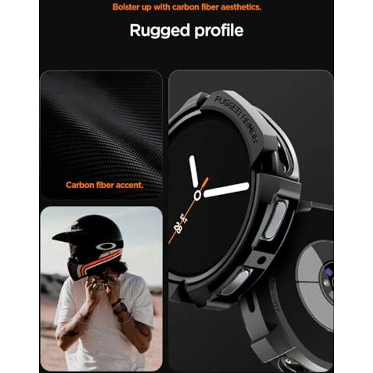 Spigen Rugged Armor Hülle für Samsung Galaxy Watch 8 44mm (2025) - Matt Schwarz, TPU-Material, präzise Ausschnitte, erhöhter Bildschirmschutz – Bild 5