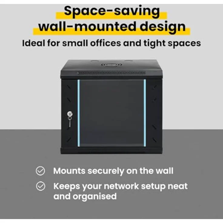 vidaXL Netzwerkschrank, Stahl-Network-Schrank mit Speicher, Schwarz, 53 x 45 x 45 cm – Bild 5