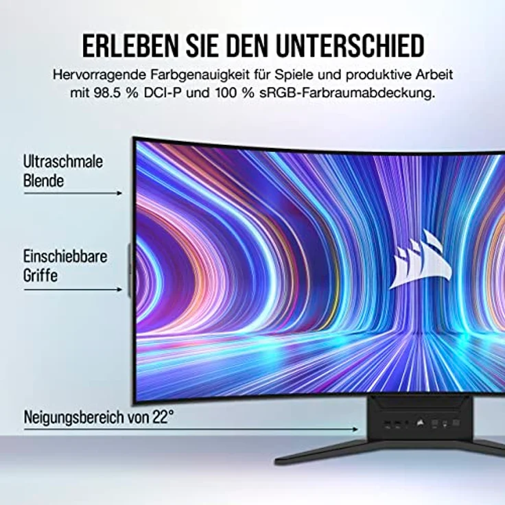 Corsair XENEON Flex 45WQHD240 Gaming-Monitor - 45-Zoll OLED WQHD (3440 x 1440) Biegbares Display, 240Hz, 0,03ms GtG Reaktionszeit, NVIDIA G-SYNC Kompatibel, AMD FreeSync™ Premium - Schwarz – Bild 5