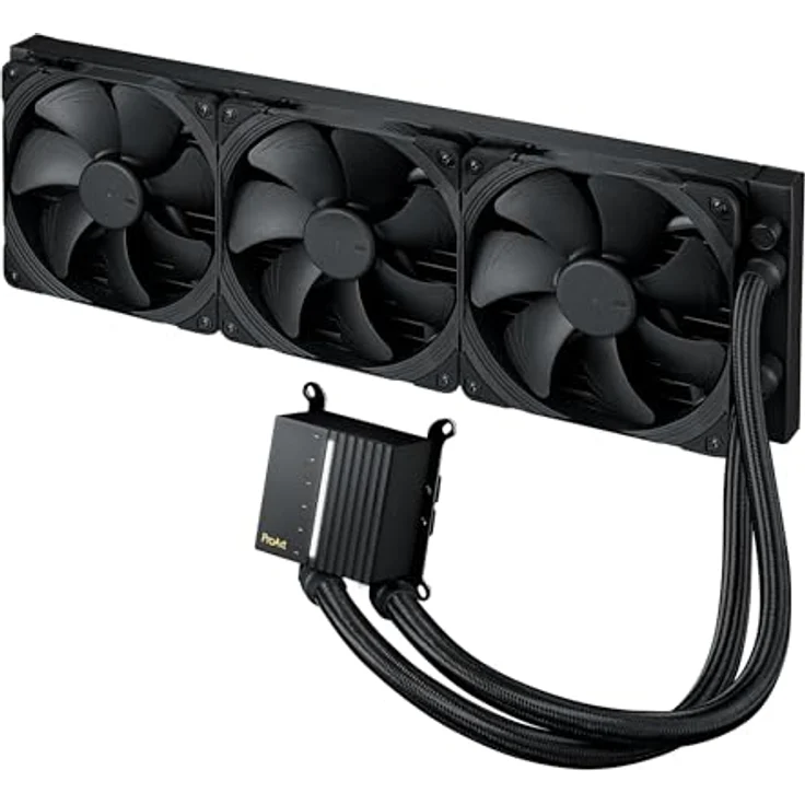 ASUS ProArt LC 420 All-in-One CPU-Wasserkühler (beleuchtete Systemstatusanzeige, Noctua NF-A14 industrialPPC-2000 PWM 140mm Radiatorlüfter, verstärkte, gesleevte Schläuche, schwarz) – Bild 1