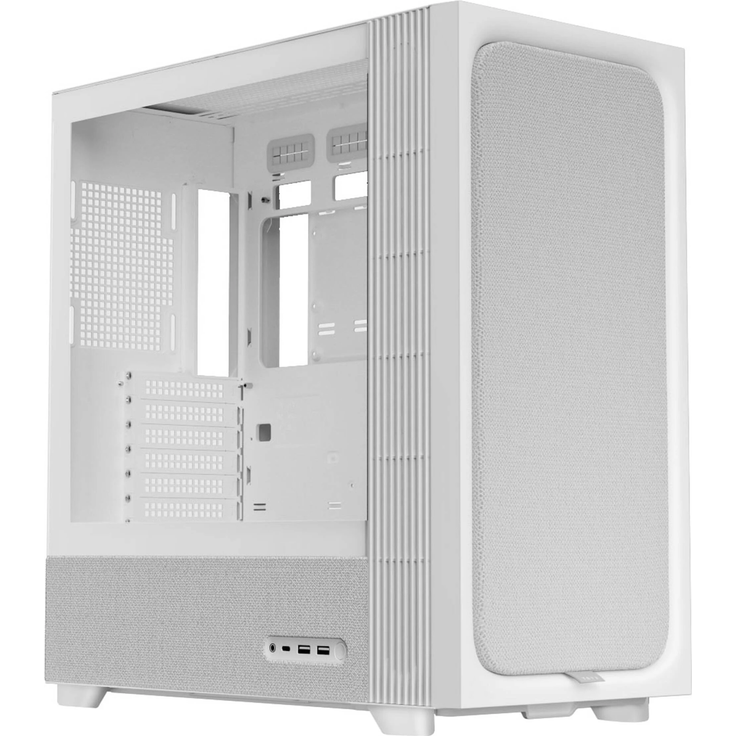 TRYX FLOVA F50, Midi-Tower PC-Gehäuse für Mini-ITX, microATX, ATX mit 2 vorinstallierten Lüftern, weiß