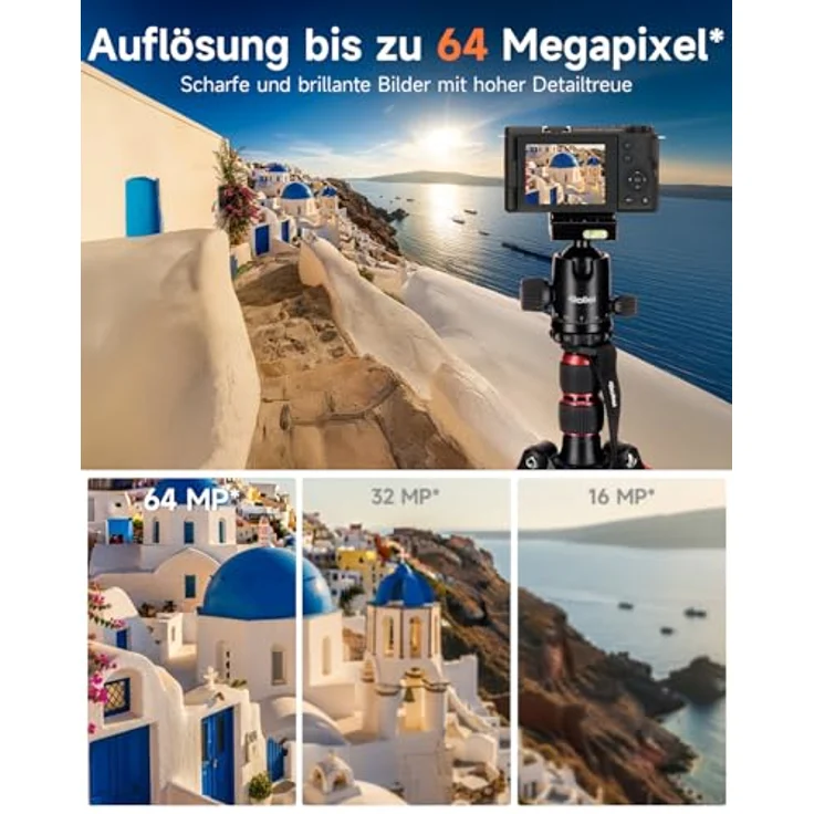 Rollei Compactline 10x, 64 MP Digitalkamera mit 4K und Flip Screen – Bild 3