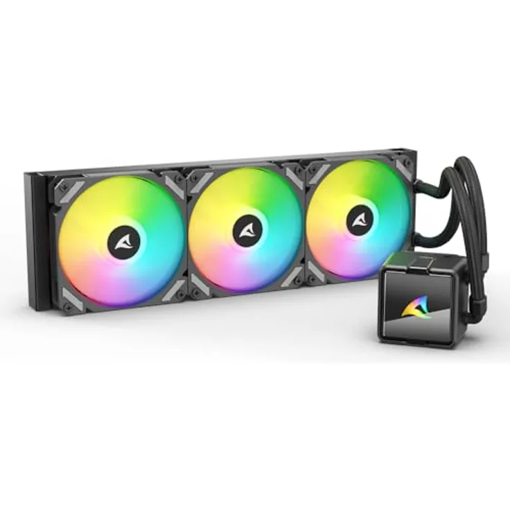 Sharkoon S60 ARGB AIO Black, 360-mm Wasserkühlung mit drei 120-mm-ARGB-PWM-Lüftern und Daisy-Chain-Anschlüssen