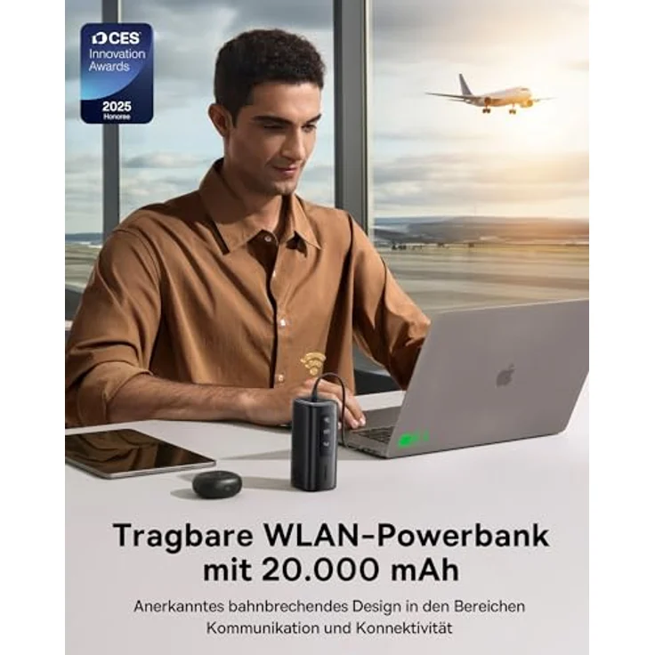 Baseus MIFI mobiler WLAN Router und Powerbank 20000mAh 67W mit USB-C, einziehbarem Ladekabel, 4G/LTE bis zu 150Mbit/s, Hotspot für bis zu 10 Geräte, kompakt für Reisen und Büro – Bild 5