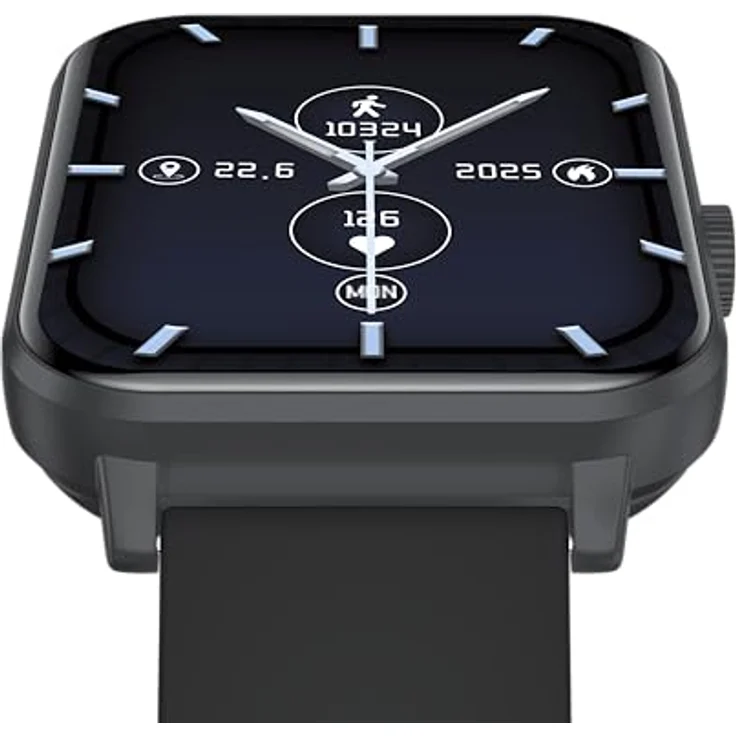 MP myPhone Watch Classic 2 Bluetooth Smartwatch, 260-mAh-Akku, 1,85-Zoll-Bildschirm, IP65-Robustheit, mehrere Sportmodi - Schwarz – Bild 2