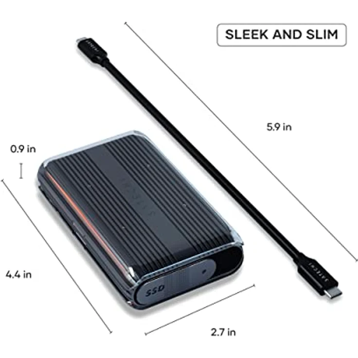SATECHI M.2 Gehäuse – NVMe SSD Gehäuse – Unterstützt USB4, 40 Gbps, bis zu 16TB, werkzeugloses Aluminiumgehäuse, Polycarbonatgehäuse und USAP SSD Trim für die Größen 2280/2260/2242mm – Bild 5