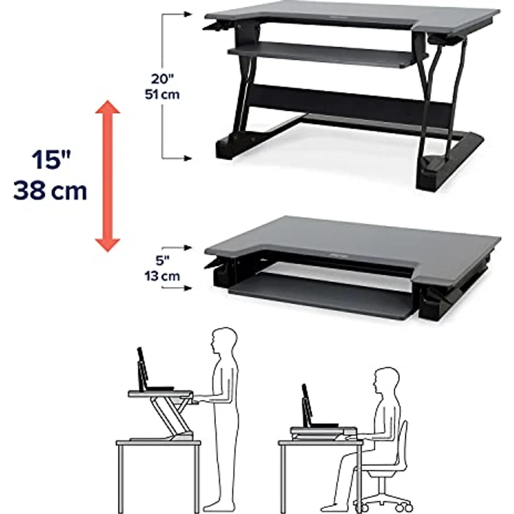 ERGOTRON WorkFit-T Sitz-Steh-Schreibtisch-Arbeitsplatz schwarz Anhebung bis 38cm belastbar bis 15 kg – Bild 4