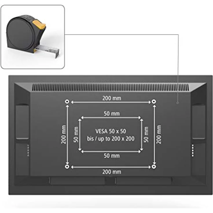 Hama TV-Wandhalterung Ultraslim (Fernseher von 19 bis 46 Zoll (48 cm bis 117 cm Bildschirmdiagonale), inkl. Fischer Dübel, VESA bis 200 x 200, Wandabstand nur 2,5 cm, max. 25 kg) schwarz – Bild 4