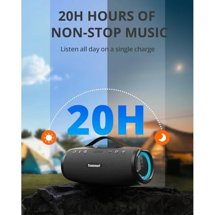 Tronsmart Mirtune S100 Bluetooth Lautsprecher, IPX7 wasserdicht, 5.3 Bluetooth, 20 Stunden Lange Akkulaufzeit, Schwarz – Bild 4