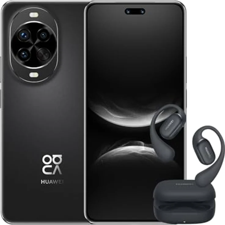 HUAWEI nova 14 Pro, Smartphone mit 50 MP Ultra-Dual-Portrait-Frontkamera, 6,78" Quad-Curve-Display, KI Gestensteuerung, 100 W SuperCharge, Schwarz + FreeArc – Bild 1