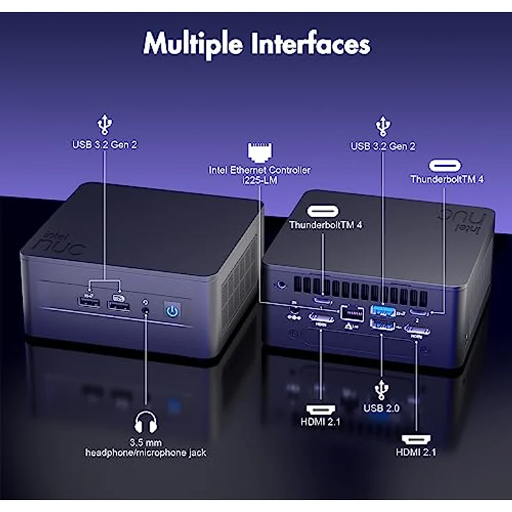 Intel NUC, NUC 13 Mini-PC Desktop, Core i7-1360P Prozessor, 18 MB L3 Cache, 32 GB RAM, 1 TB PCIe-SSD, Windows 11 Pro Desktop-Computer Mini-PC, Intel® Iris™ Xe Grafik | Thunderbolt 4 | Wi-Fi 6E | BT5.3 – Bild 3