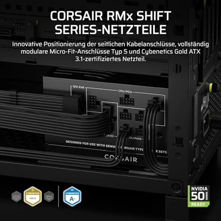 Corsair RM850x Shift, 850 Watt ATX 3.1 Netzteil mit 80 Plus Gold Zertifizierung, Schwarz – Bild 2