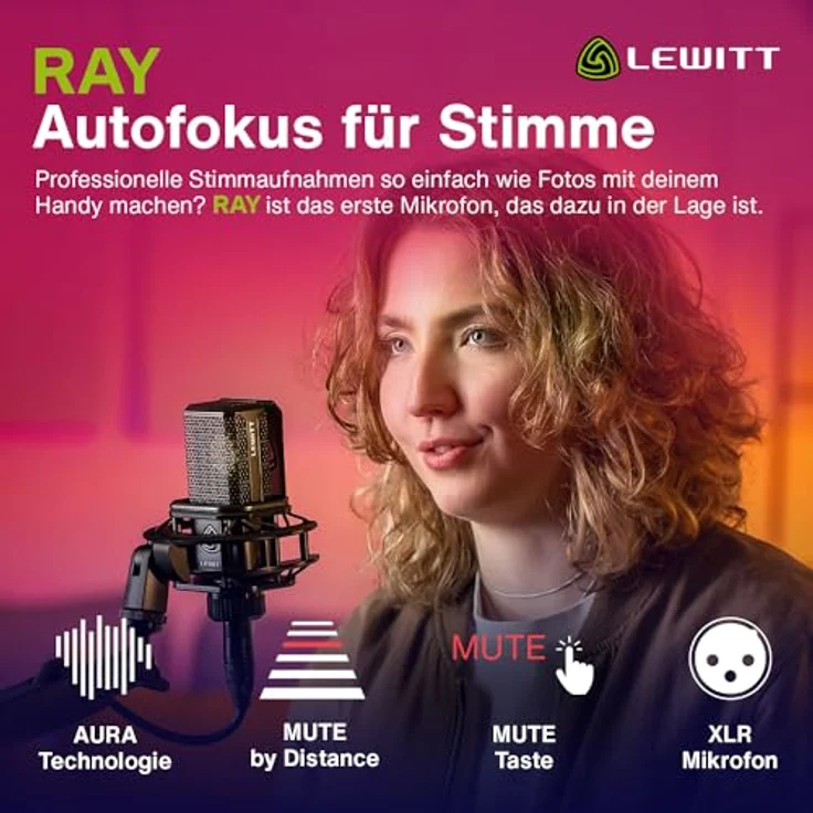 Lewitt Mikrofon, Ray - Kondensatormikrofon mit AURA Technologie und Record-Ready Sound – Bild 3