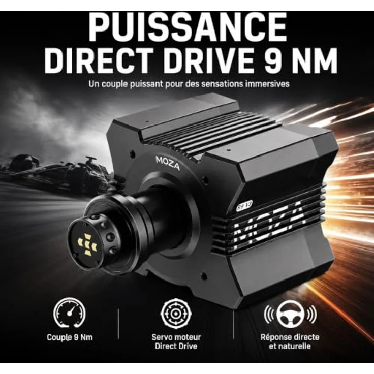 MOZA RACING R9 V3 Direct Drive Wheelbase, 9 Nm Drehmoment, präzises Force Feedback, Aluminiumgehäuse, Schwarz – Bild 7