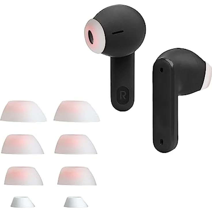 kwmobile 8X Ersatzpolster kompatibel mit JBL Tune Flex - Silikon Ohrstöpsel In-Ear Kopfhörer - 4 Größen, Weiß – Bild 4