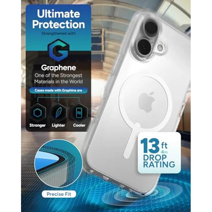 ZAGG Crystal Palace Snap, Graphen-verstärkte Hülle für iPhone 16 [6.1-Inch], MagSafe kompatibel, transparent – Bild 4