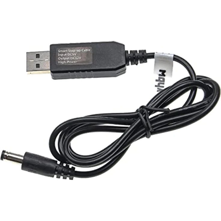 vhbw USB Ladekabel auf 5,5 x 2,5 mm Hohlstecker, 1 m, 5 V / 3 A zu 12 V für Router, externe Festplatte, Bluetooth Lautsprecher, schwarz – Bild 1