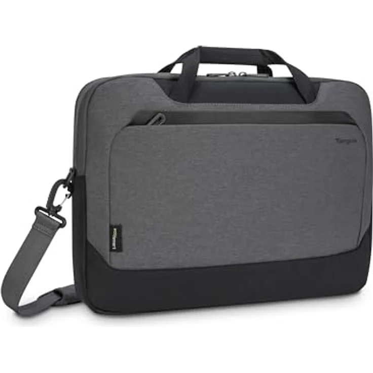 Targus Cypress EcoSmart® Notebook Tasche, für 14 Zoll Laptops, grau, aus 13 recycelten Plastikflaschen gefertigt, mit Tragriemen und Trolley-Gurt – Bild 1
