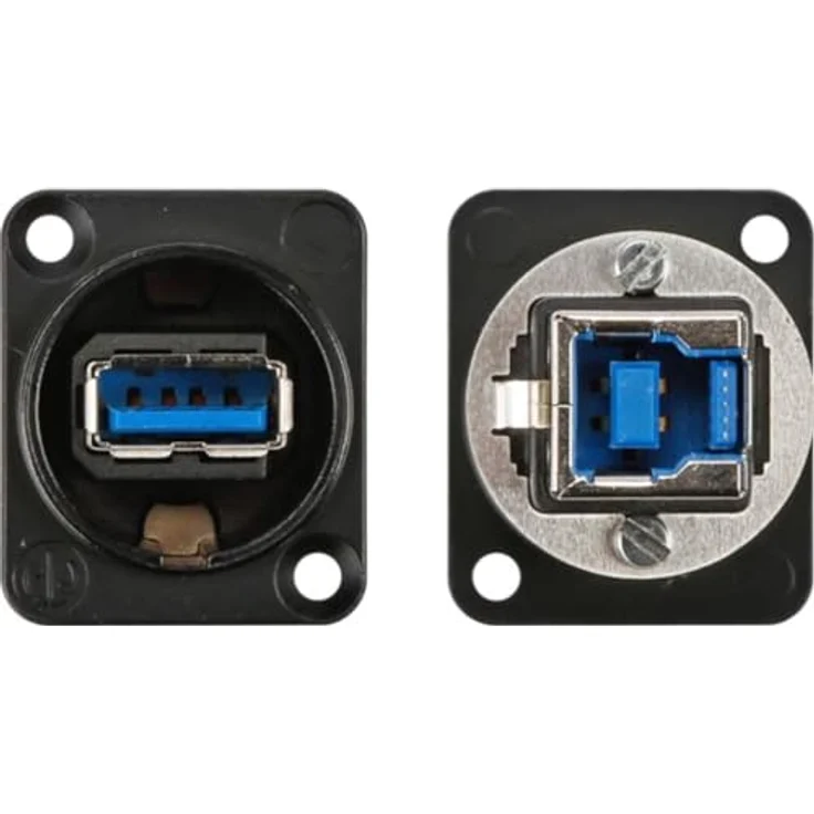 Neutrik Reversibler USB 3.0 Gender Changer Typ A/B, schwarzes D-Gehäuse zur Panelmontage für professionelle Audio- und Computerinstallationen – Bild 3