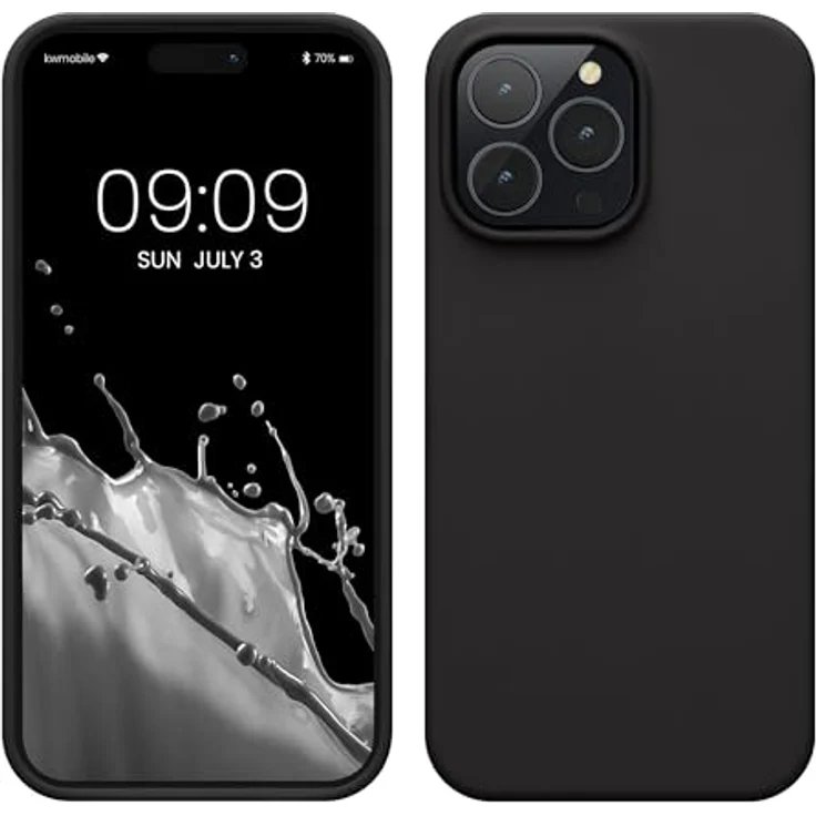 kwmobile Handyhülle für iPhone 14 Pro Max - Silikon Case mit Anti-Rutsch und kabellosem Laden, Schwarz matt – Bild 1