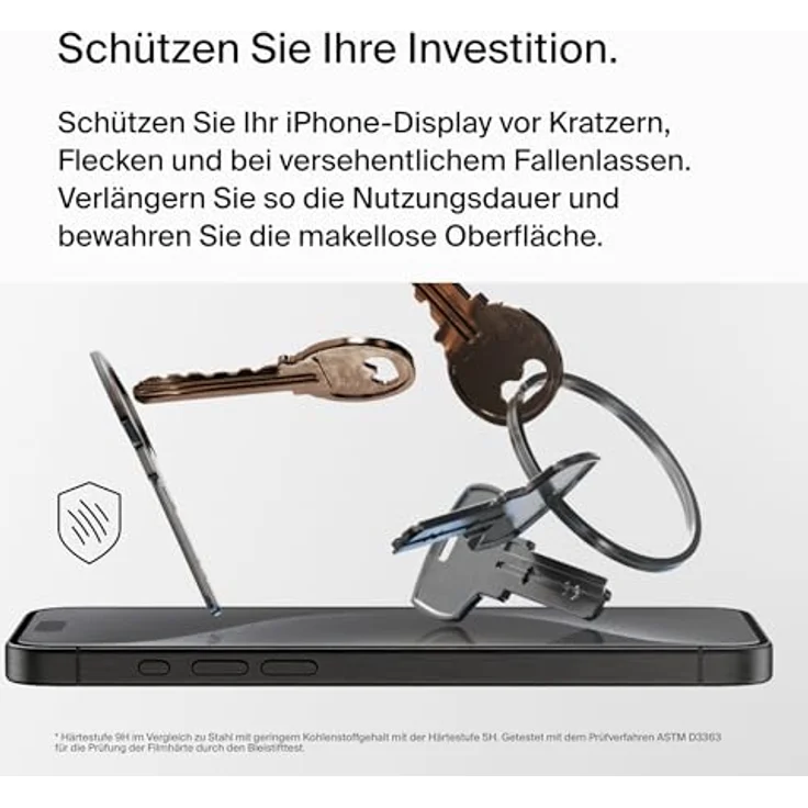 Belkin ScreenForce UltraGlass 2 antimikrobielle iPhone 15 Pro Max Display-Schutzfolie, kratzfest, dünnes Glas, in Tests bestätigter Härtegrad 9H, mit Positionierungsschale zur blasenfreien Anbringung – Bild 2