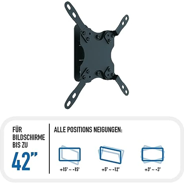 Ewent EW1520 Wandhalterung für TV - Monitor 13 bis 42 Zoll mit drehbarem und verstellbarem Arm, Vesa bis 200 x 200 mm, Schwarz – Bild 3