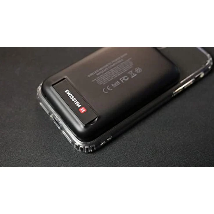 Swissten 5000mAh MagSafe Powerbank mit Magnet- und Klebepad, USB-C 20W – Schwarz – Bild 6