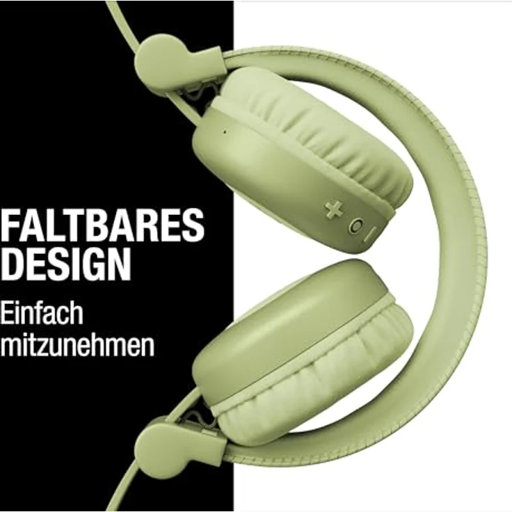 Fresh 'n Rebel Code Core, kabellose On-Ear Bluetooth-Kopfhörer mit 30 Stunden Spielzeit, Mikrofon, Lautstärkeregler und faltbarem Design (Wild Green) – Bild 4