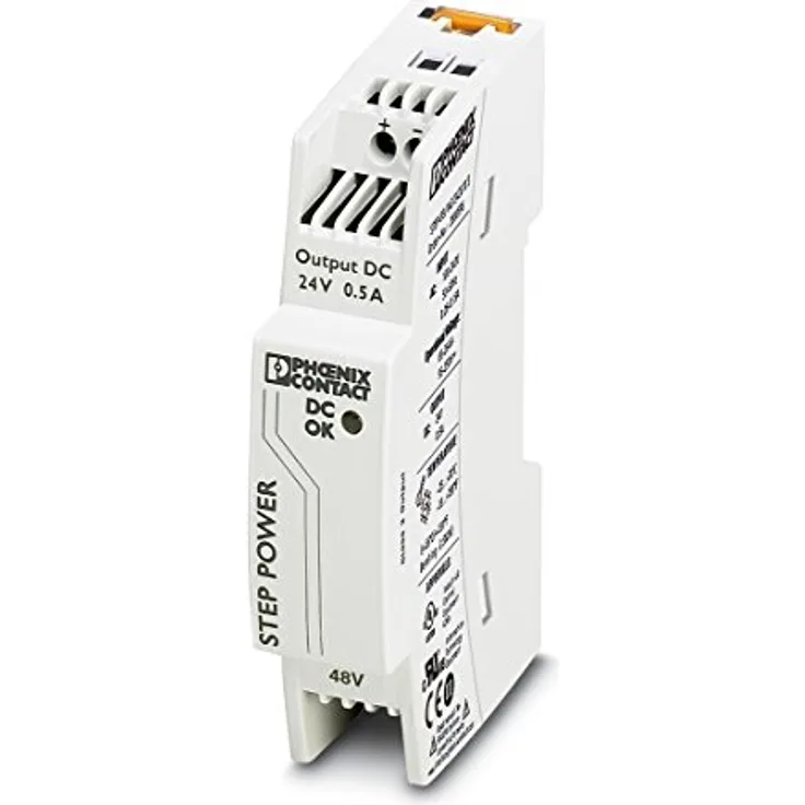 PHOENIX CONTACT STEP-PS/48AC/24DC/0.5 Primär Getaktete STEP POWER Stromversorgung zur Tragschienenmontage, 1-phasig Eingang, 24 V DC / 0,5 A Ausgang